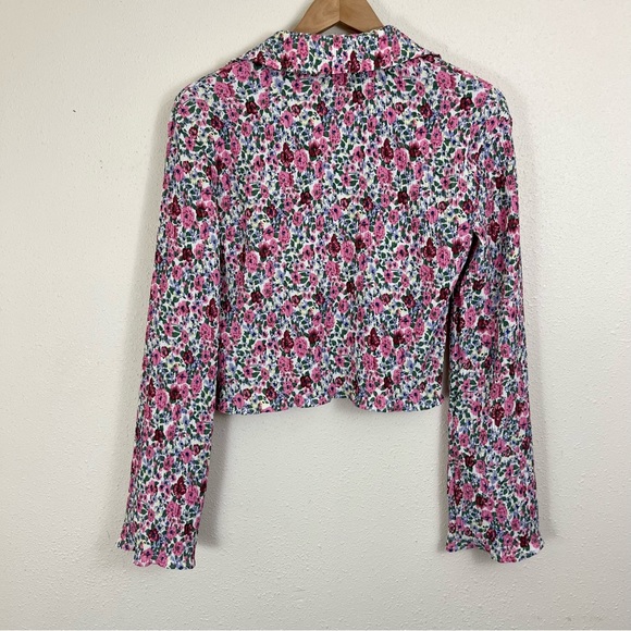 VICI Mable Rosaline Floral Plisse Button Down Shirt Set Womens Size Small - Picture 6 of 12